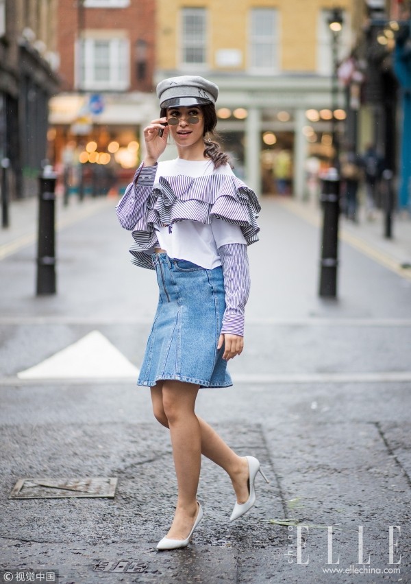 怎么穿都朝气满满的牛仔半裙,女神超模都在穿!